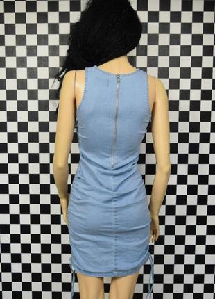 Платье джинсовое платье из денима мини с драпировкой3 фото
