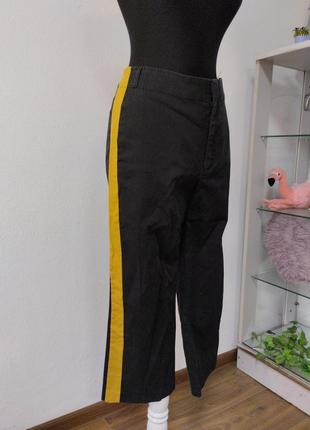 Стильные укороченные джинсы кюлоты с лампасами, высокая посадка zara1 фото