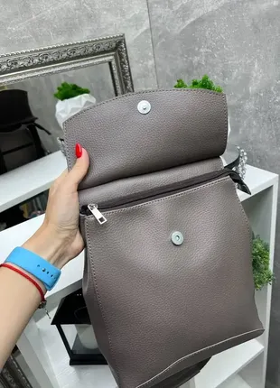 Пудра — великий рюкзак lady bags, натуральний замш — школа, інститут6 фото