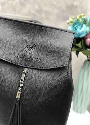 Черный - стильный вместительный рюкзак lady bags, можно носить сумкой через плечо2 фото