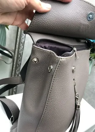 Черный - стильный вместительный рюкзак lady bags, можно носить сумкой через плечо6 фото