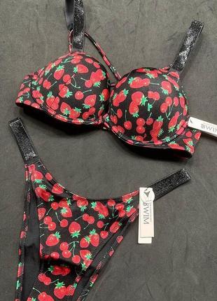 Victoria's secret оригинал купальник вишни клубника стразы4 фото