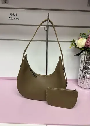 Мокко - стильный качественный каркасный комплект сумочка + кошелек2 фото