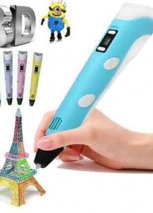 3d ручка smart 3d pen 2 c lcd дисплеєм. колір блакитний5 фото