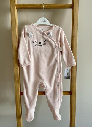 Махровий чоловічок сліпик для дівчинки carter’s картерс