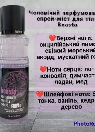 Мужской парфюмированный спрей-мист для тела beasta room livesta ливеста