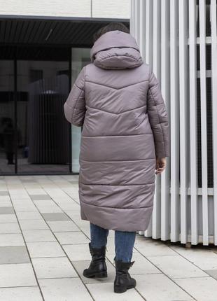 Удлиненная зимняя женская куртка батал 107 / р.48-64 / графит2 фото