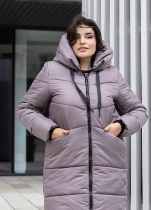 Удлиненная зимняя женская куртка батал 107 / р.48-64 / графит4 фото