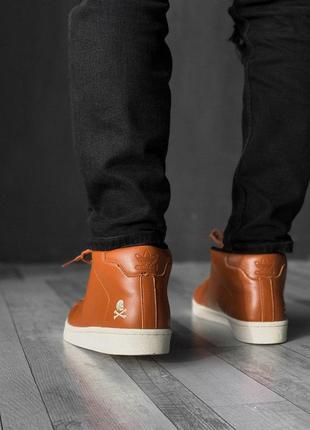 Высокие кожаные кроссовки adidas в коричневом цвете /весна/лето/осень😍6 фото