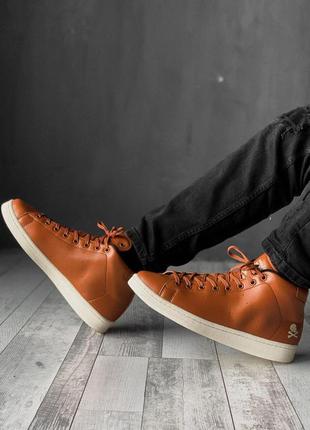 Высокие кожаные кроссовки adidas в коричневом цвете /весна/лето/осень😍9 фото