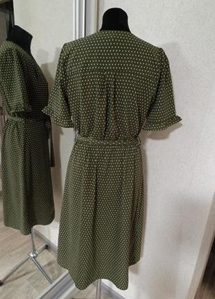 Платье monteaub миди хаки в виде горошек в виде винтаж трендовая базовая меди сток новое3 фото