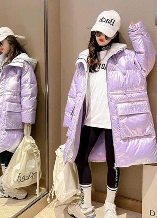 Зимняя длинная куртка - пальто, бренд для девочки4 фото