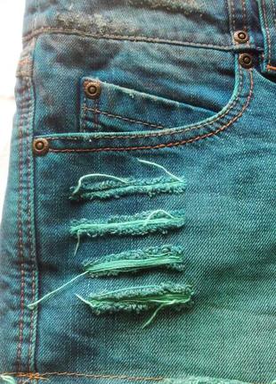 Ультра модные джинсовые шорты на пуговицах с бирюзовым оттенком, новые4 фото