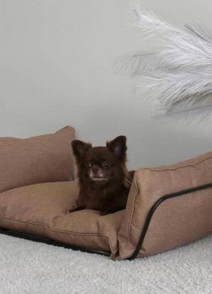 Лежак лофт рогожка бежевий для собак і котів l-61 фото