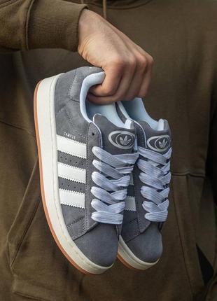 Трендовые кроссовки унисекс adidas campus 00s grey white серые с белым 36-45 р3 фото