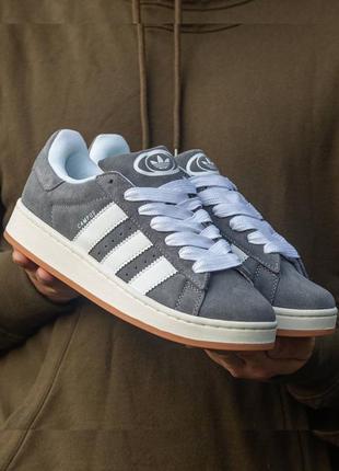 Трендовые кроссовки унисекс adidas campus 00s grey white серые с белым 36-45 р1 фото