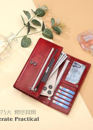 Кошелек клатч женский кожаный красный модный новый