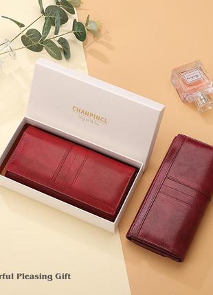 Кошелек клатч женский кожаный красный модный новый