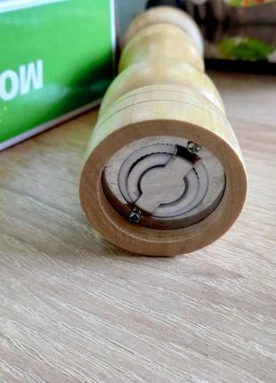 Ручная мельница для перца и специй высокая, механическая, деревянная баночка перцемолка