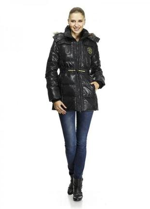 Пуховик пальто colins black w coat 80% пух - м