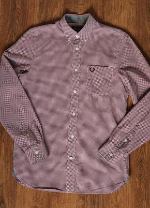 Мужская рубашка fred perry m6377 classic gingham shirt mahogany