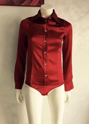 Красная шёлковая рубашка-боди patrizia pepe р 42 - 442 фото