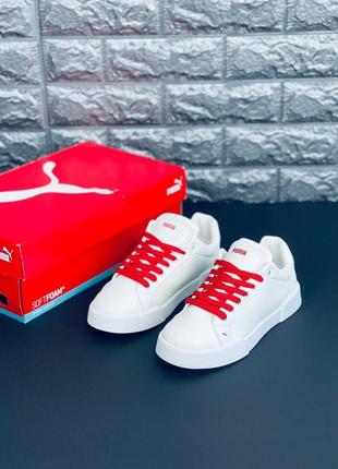 Puma кроссовки подростковые белые с красными шнурками размеры 36-414 фото