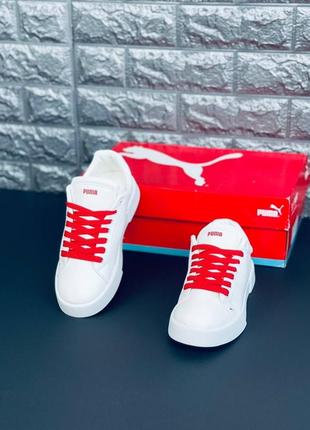 Puma кроссовки подростковые белые с красными шнурками размеры 36-418 фото