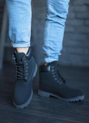 Теплые мужские ботинки timberland в черном цвете с мехом /осень/зима/весна😍7 фото