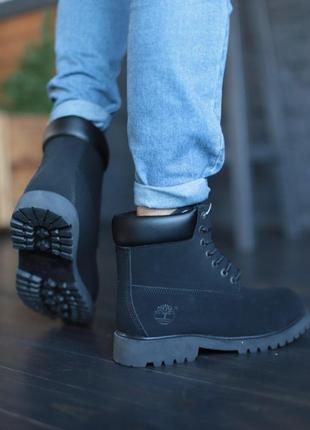 Теплые мужские ботинки timberland в черном цвете с мехом /осень/зима/весна😍9 фото