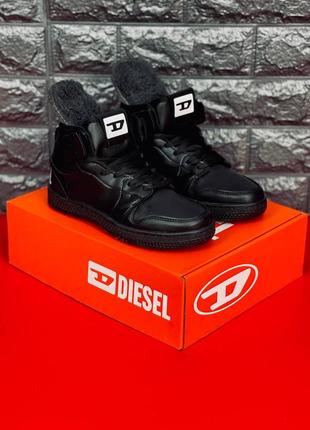 Diesel зимние хайтопы черные с эмблемой подростковые 35-41 /человечи 41-455 фото