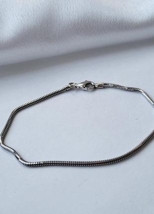 Серебряный женский браслет снейк без камней 19.5 см серебро 925 пробы родированное ссt16dr 1.86г3 фото