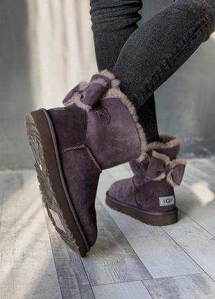 Стильные женские сапоги ugg mini bailey bow в фиолетовом цвете /осень/зима/весна😍9 фото