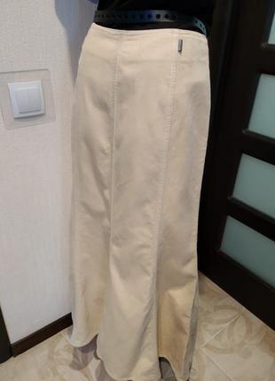 Шикарная белая вельветовая юбка макси3 фото