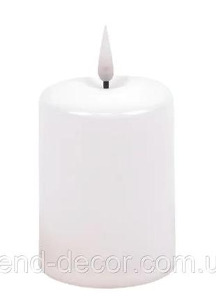Свічка пластикова led біла з таймером h-12.5 см. 27761