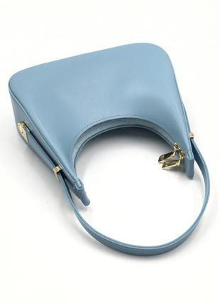 Полукруглая сумка багет женская голубая