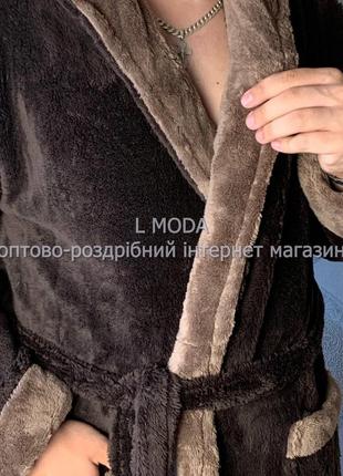 Чоловічий махровий халат коричневого кольору вставка2 фото