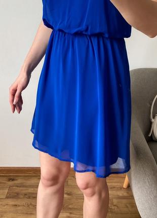 Шифоновое платье синего цвета10 фото