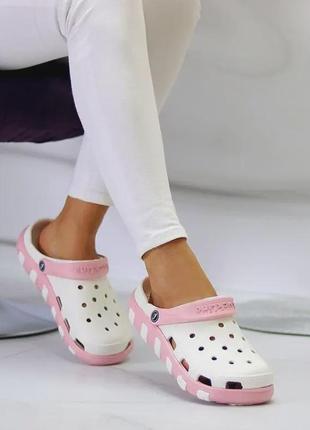 Белые кроксы женские сабо медицинские белого цвета luck line летние резиновые...