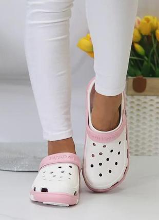 Белые кроксы женские сабо медицинские белого цвета luck line летние резиновые...