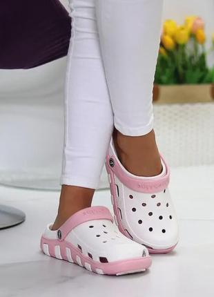 Белые кроксы женские сабо медицинские белого цвета luck line летние резиновые...