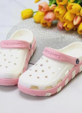 Белые кроксы женские сабо медицинские белого цвета luck line летние резиновые...