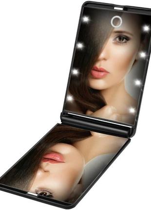 Портативне дзеркало для макіяжу rantizon, 8 світлодіодів, дзеркало з підсвічуванням, 1-кратне та 2-кратне збільшення, косметичне д