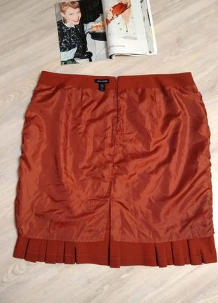 Стильная брэндовая юбка карандаш миди кораллового цвета большого размера5 фото