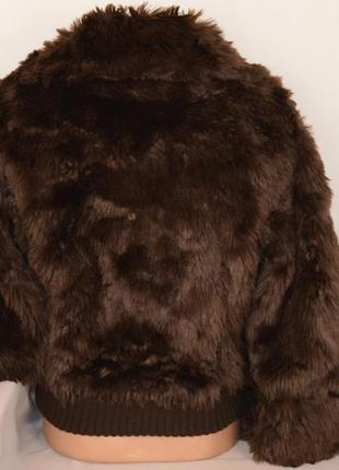 Брендовая коричневая демисезонная меховая короткая куртка на молнии с карманами италия3 фото
