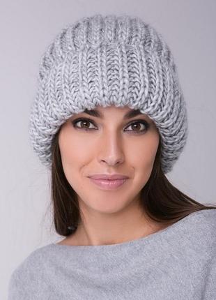 Комплект зимняя шапка крупной вязки объёмная шарф  снуд3 фото