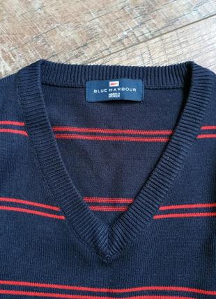 Чоловічий темно-синій светр з v-подібним вирізом від marks&spencer2 фото