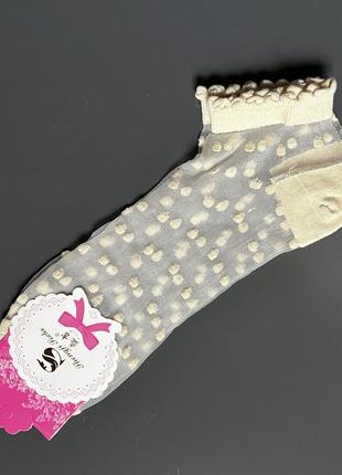 Жіночі капронові шкарпетки в горошок 36-41 розмір - бежевий колір