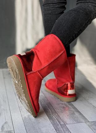 Яркие и очень красивые женские сапоги ugg в красном цвете /осень/зима/весна😍7 фото