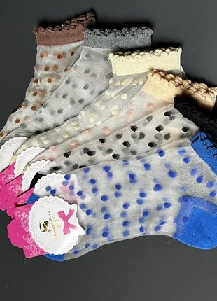 Женские капроновые носки в горошек 36-41 размер - коричневый цвет2 фото